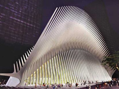 Maqueta de la <i>peineta</i> diseñada por Calatrava para su proyecto de la <i>zona cero</i> de Nueva York.