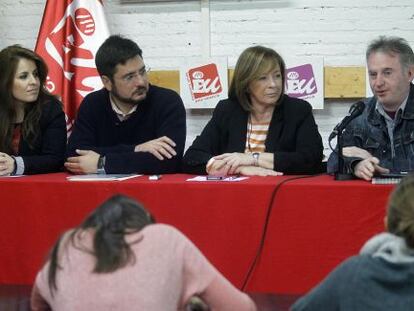 Esther L&oacute;pez Barcel&oacute;, Ignacio Blanco, Marga Sanz y Jes&uacute;s Monle&oacute;n, que encabezan las listas de Esquerra Unida.