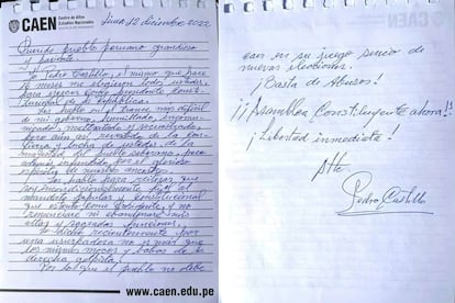 carta escrita presuntamente por Pedro Castillo y dirigida al pueblo peruano