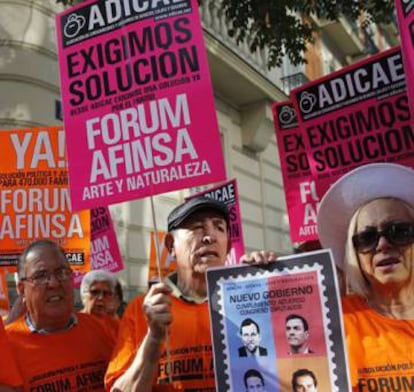 Afectados por la estafa de Fórum Filatélico y Afinsa en una manifestación de 2016