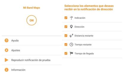 Interfaz de Mi Band Maps