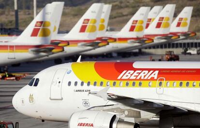 Iberia planes at Barajas airport, where the incident took place.