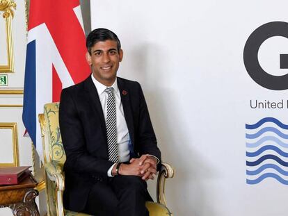 El ministro de Finanzas británico, Rishi Sunak, este sábado durante en la reunión del G7.