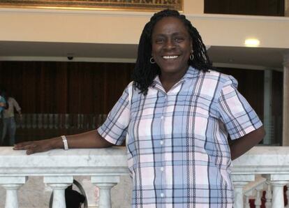 Sharon Jones ayer en el Teatro Victoria Eugenia de San Sebastián.