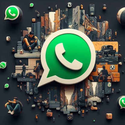 Icono WhatsApp rodeado de imágenes