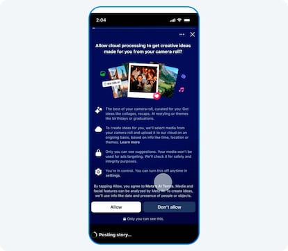 Aceptar el uso de la nueva función IA de Facebook