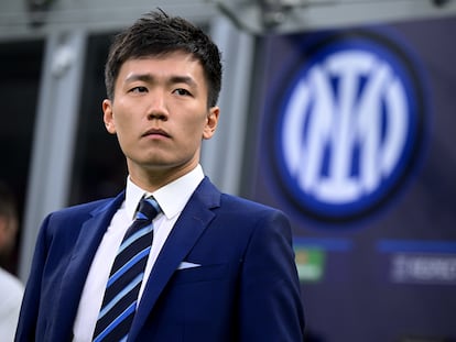 Steven Zhang, presidente del Inter de Milán, antes de la semifinal disputada en San Siro el 16 de mayo.