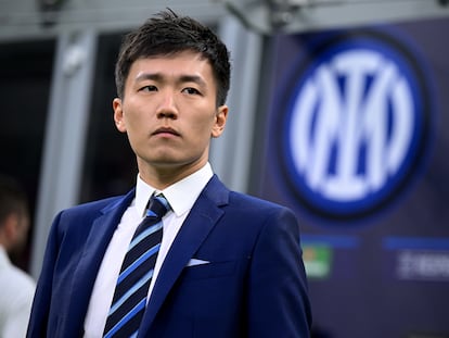 Steven Zhang, presidente del Inter de Milán, antes de la semifinal disputada en San Siro el 16 de mayo.