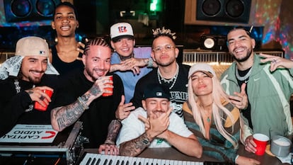 Los artistas colombianos Maluma, Karol G, Feid, DFZM, Ovy On The Drums, J Balvin, Maluma, Ryan Castro y Blessd.
