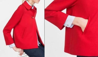 La chaqueta roja en la página web de Zara.