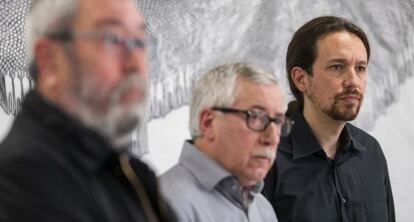 Fernández Toxo, Méndez e Iglesias, este lunes.