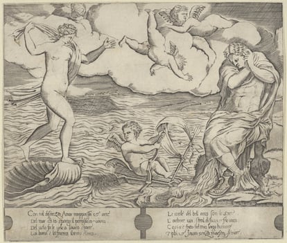 Pintura amb Venus i Eros datada de 1530-50, d'artista anònim.