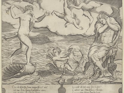 Pintura amb Venus i Eros datada de 1530-50, d'artista anònim.