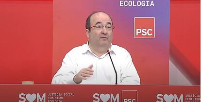 El jefe de filas del PSC, Miquel Iceta, el pasado sábado en un acto con diputados