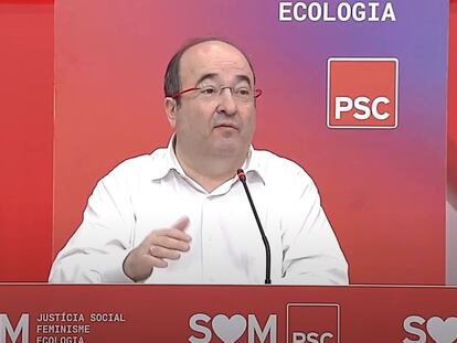 El jefe de filas del PSC, Miquel Iceta, el pasado sábado en un acto con diputados
