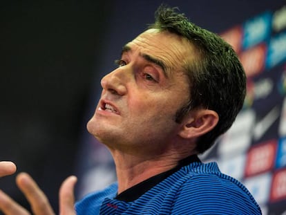 Valverde, en la sala de prensa de la Ciudad Deportiva. 