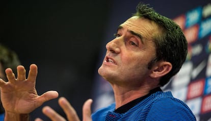 Valverde, en la sala de prensa de la Ciudad Deportiva. 