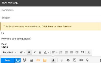 En la barra de color amarillo podemos borrar el formato de un texto de Gmail