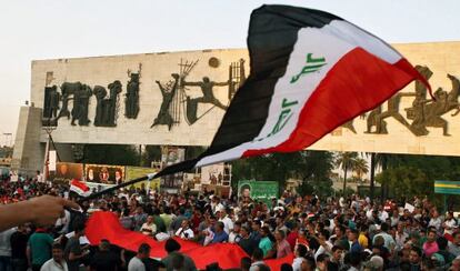 Manifestaci&oacute;n de apoyo en Bagdad a las reformas propuestas por el primer ministro Abadi
 