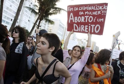 Participantes da Marcha das Vadias, no ano passado em Copacabana.