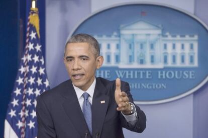 Barack Obama durant la roda de premsa. 