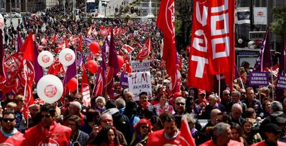 Manifestación de UGT y CC OO el pasado Primero de Mayo