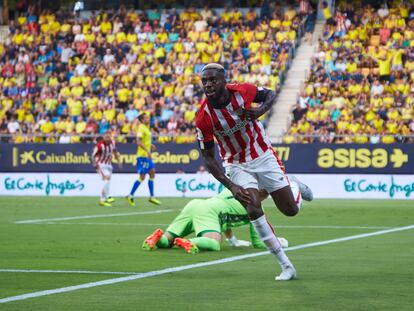 Inaki Williams of Athletic Club celebrates a goal during the spanish league, La Liga Santander, football match played between Cadiz CF and Athletic Club at Nuevo Mirandilla stadium on August 29, 2022, in Cadiz, Spain.
AFP7 
29/08/2022 ONLY FOR USE IN SPAIN