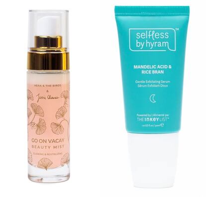 Dos propuestas que aprovechan los beneficios del arroz, sin correr riesgos: Bruma facial Go On Vacay Beauty Mist de Vera & The Birds feat Jessie Chanes (18 €) y el serum exfoliante Selfless by Hyram de The Inkey List (22,99 €, solo en Sephora).