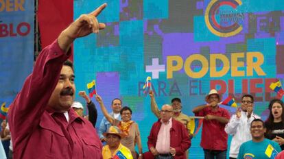 O presidente da Venezuela, Nicolás Maduro, durante comício.