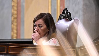 La presidenta del Congreso, Francina Armengol, en el pleno del Congreso del jueves pasado.