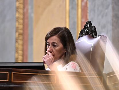 La presidenta del Congreso, Francina Armengol, en el pleno del Congreso del jueves pasado.
