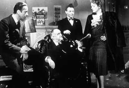 Imagen de 'El halcón maltés', con Humphrey Bogart, Sydney Greenstreet, Peter Lorre y Mary Astor.