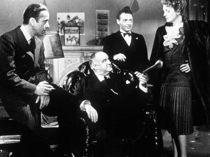Imagen de &#039;El halc&oacute;n malt&eacute;s&#039;, con Humphrey Bogart, Sydney Greenstreet, Peter Lorre y Mary Astor.