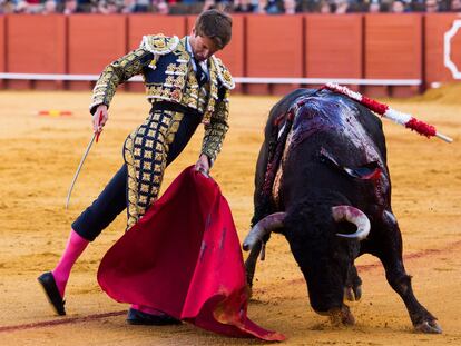 Lama de Góngora, el 11 de abril de 2018, en la plaza de La Maestranza.