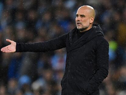 Pep Guardiola durante el partido de Champions League entre el Manchester City y el Bayern este martes.