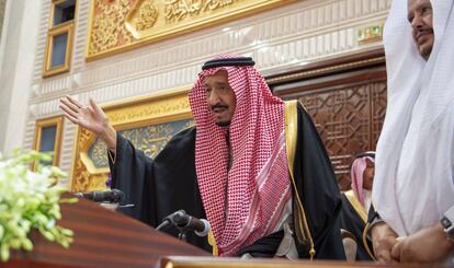 El rey saudí Salmán, este miércoles en la sesión anual del Consejo Consultivo (Shura).