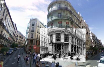 Calle Mayor in 1937 and the present day