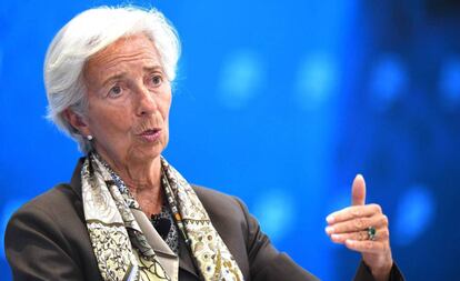 Christine Lagarde, en un acto en Washington ayer.