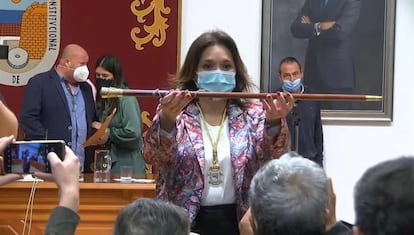 Margarita del Cid (PP), tras ser proclamada nueva alcaldesa de Torremolinos (Málaga) gracias a la moción de censura apoyada por Vox y Ciudadanos.
