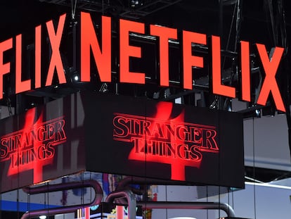 En las pantallas de la cabina de Netflix en el Comic-Con internacional de San Diego (California)