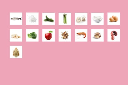 <p><strong>Lista de la compra:</strong>: lubina, sal gruesa, calabacines, espárragos, champiñones, yogur griego desnatado, huevos, bandeja de bacalao desalado y desmigado, bolsa de espinacas, manzanas, bolsa de frutos secos para ensalada, langostinos cocidos, almejas, pulpo y pollo de corral.</p> <p>La química y experta en Nutrición Ángela Quintas, <a href="https://www.planetadelibros.com/libro-adelgaza-para-siempre/231296" rel="nofollow" target="_blank">autora</a> de <em>Adelgaza para siempre</em> (Planeta), <strong>hace la compra en el mercado de abastos</strong>. Allí, cada sábado y en perfecta sintonía con el pescadero, elige la lubina que hará al día siguiente a la sal, "por su aporte en proteínas y grasas cardiosaludables [el omega 3 reduce el riesgo de enfermedad coronaria]". Para acompañar, verduras con carga glicémica (IG) baja, como calabacín, espárrago o champiñón. Esta característica hace que la glucosa pase a la sangre lentamente y que no se produzcan las temidas hiperglucemias en los diabéticos. Además, según la Clínica Mayo, suprime el apetito y ayuda al control del peso.</p> <p>La búsqueda de proteínas de alto valor biológico guía a Quintas durante el acto de la compra, por lo que en su carrito no faltan huevos para la tortilla de bacalao, que cocina con uno más una clara (ahí está la proteína pura). "<strong>El consumo de proteínas, tanto de origen animal como vegetal, es indispensable</strong> para la regeneración muscular y ósea y la formación de enzimas y hormonas. También atenúa el pico de glucemia que provocan los hidratos de carbono, por lo que su déficit puede derivar en sobrepeso, cansancio, fatiga, insomnio y mayor apetencia por el dulce por la tarde noche". El mismo motivo por el que se decanta por el pulpo, que combina con espaguetis de calabacín: mucha proteína de fácil absorción y bajo contenido en colesterol (48 mg/100 g).</p> <p>¿Y por qué no espaguetis de pasta? Básicamente, porque si usted se mueve poco, se le irán a las cartucheras. Los prefiere de verduras, "que también es un hidrato de carbono, pero de carga glucémica baja por su contenido en fibra". En la ensalada, espinacas en lugar de lechuga, porque aporta más calcio, hierro y fibra, beneficiosos para la salud ósea, entre otras. Y siempre una manzana picada para aumentar la ingesta diaria de frutas.</p> <p>Para el aliño, aceite de oliva ("solo una cucharada sopera, más es un exceso calórico: 9 calorías por gramo") y vinagre de manzana o limón, "que, a diferencia del de Módena no tiene nada de azúcar". Y en la carnicería, carne picada de pollo para sus ricas albóndigas con espinacas al horno, "pues la fritura puede ser tóxica". ¿Nada de carne roja? "No hay problema en consumirla un par de veces a la semana, pero la blanca es más interesante: mismo aporte proteico (20,5/100 gramos) y menos grasa. Y a mí me gusta más".</p>