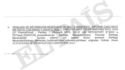 Captura del sumario del 'caso Montoro' que muestra como se enviaba desde la Agencia Tributaria  información fiscal al Director de Gabinete del Ministro. En la imagen, intercambio de información sobre Rodrigo Rato