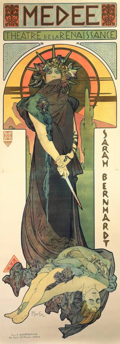 Cartel de Alphonse Mucha para la obra 'Medea', interpretada por Sarah Bernhardt.