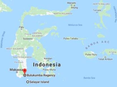 Mapa de Indonesia. El ferry realizaba un trayecto entre Bulukumba y las islas Selayar.