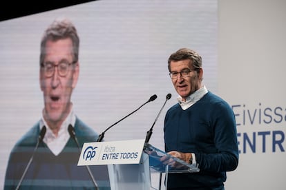El presidente del PP, Alberto Núñez Feijóo, el domingo en Ibiza.
