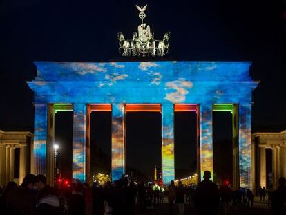 La puerta de Brandeburgo, en Berlín, durante una de las últimas ediciones del Festival of Lights.