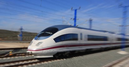 An AVE high-speed train near Antequera, in Málaga province.