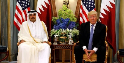 Encuentro del emir de Qatar, Sheikh Tamim Bin Hamad Al-Thani, y el presidente de EE UU, Donald Trump.