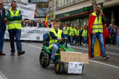 Manifestantes en la protesta agraria del miércoles en Granada. 