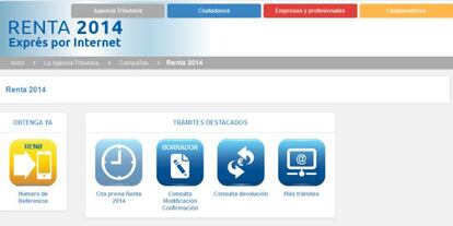 Pantallazo de la Agencia Tributaria para la campaña de la renta 2014